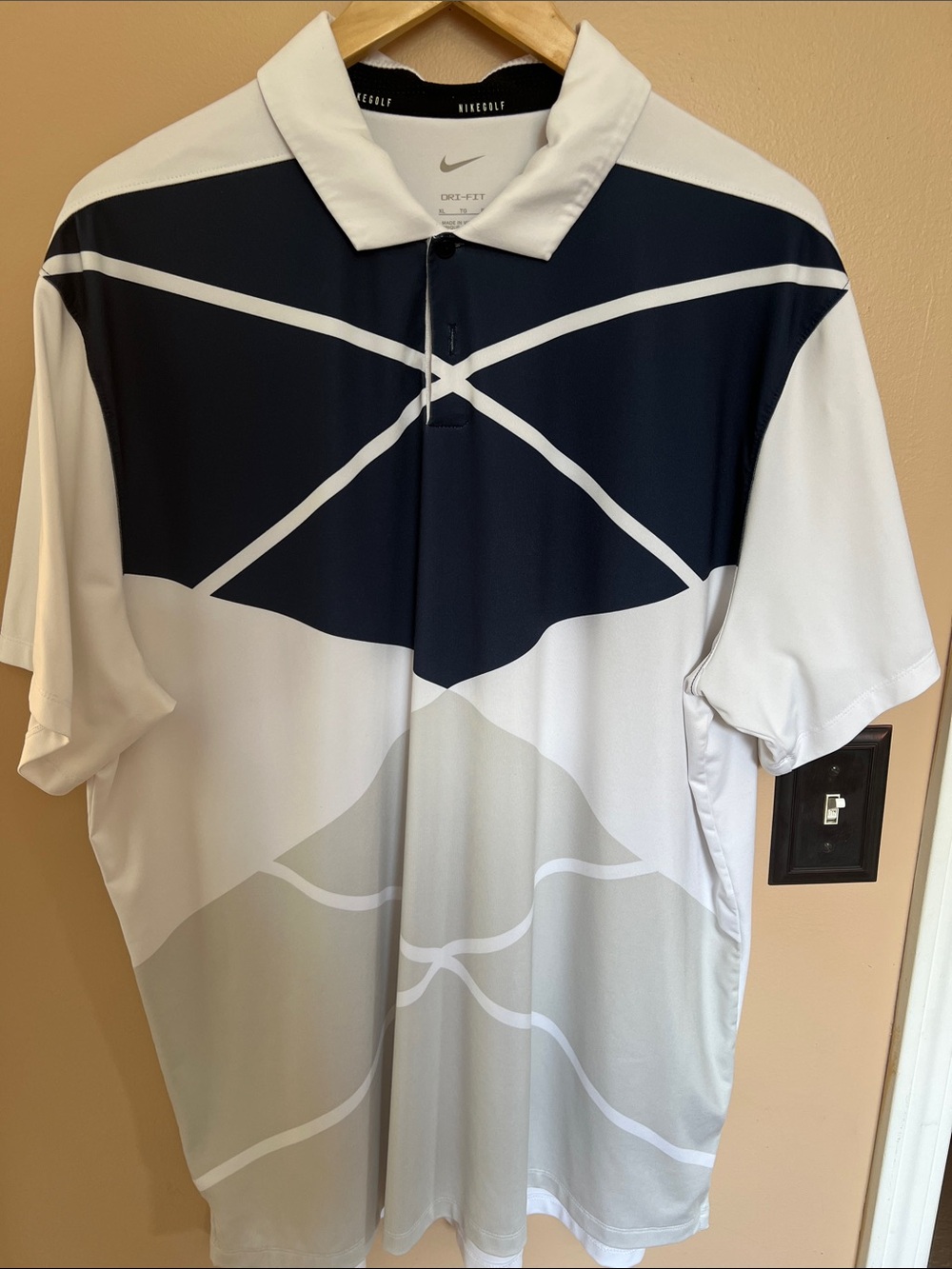 Nike Dri-FIT Men’s White and Navy Golf Polo